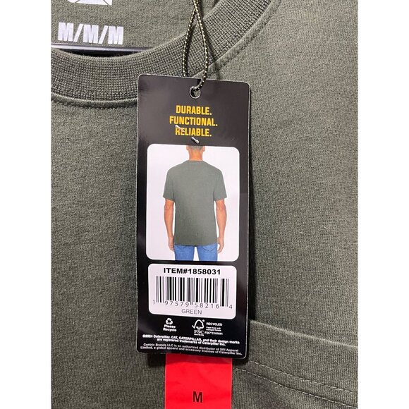 Caterpillar NWT Mens Green Short Sleeve Crew Neck Pocket T-Shirt, M, New - Picture 5 of 12